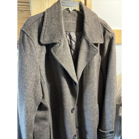 Calvin Klein Overcoat Men’s L Gray Wool Blend 3 Button Jacket Quilt Lined EUC - Picture 2 of 13